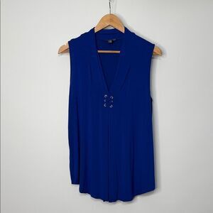 Cable & Gauge Royal Blue Lace-Up Sleeveless Tank Top Size Large